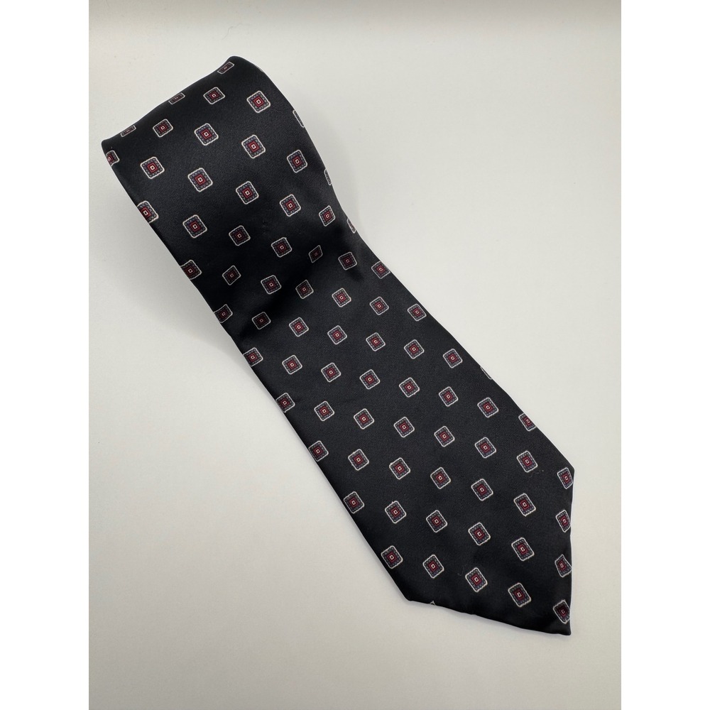 Christian Dior Monsieur Silk Tie Black Geometric Medallion Made in USA